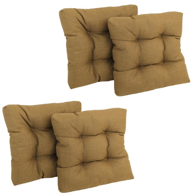 19-inch Squared Spun Polyester Tufted Dining Chair Cushion (Set of Four)