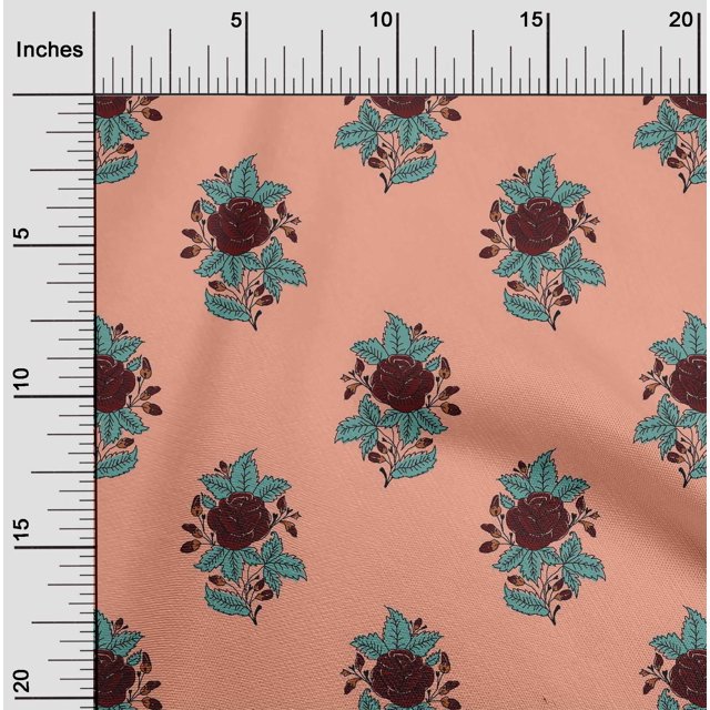 oneOone Viscose Jersey Fabric Leaves & Floral Block Print Sewing Fabric BTY 60 Inch Wide