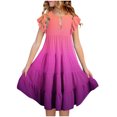 thumbnail image 2 of Tranfacy Robes d'Été pour Ados, Robes pour Filles Taille 10-12, Robe d'Été pour Filles 6-15 Mode Robe à Dégradé de Couleurs avec Poches Manches Courtes Col Rond Robe Trapèze, 2 of 5