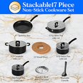 thumbnail image 2 of NutriChef Kitchenware Cookware, Non-Stick Pans and Pots with foldable Knob, Space Saving, Stackable, Nylon Tools, Induction Base, Black (17-Piece Set), One Size, 2 of 5