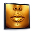 thumbnail image 2 of Designart Gold Paint Drips From Sexy Woman Lips FLOAT FRAME WALL ART, 2 of 4