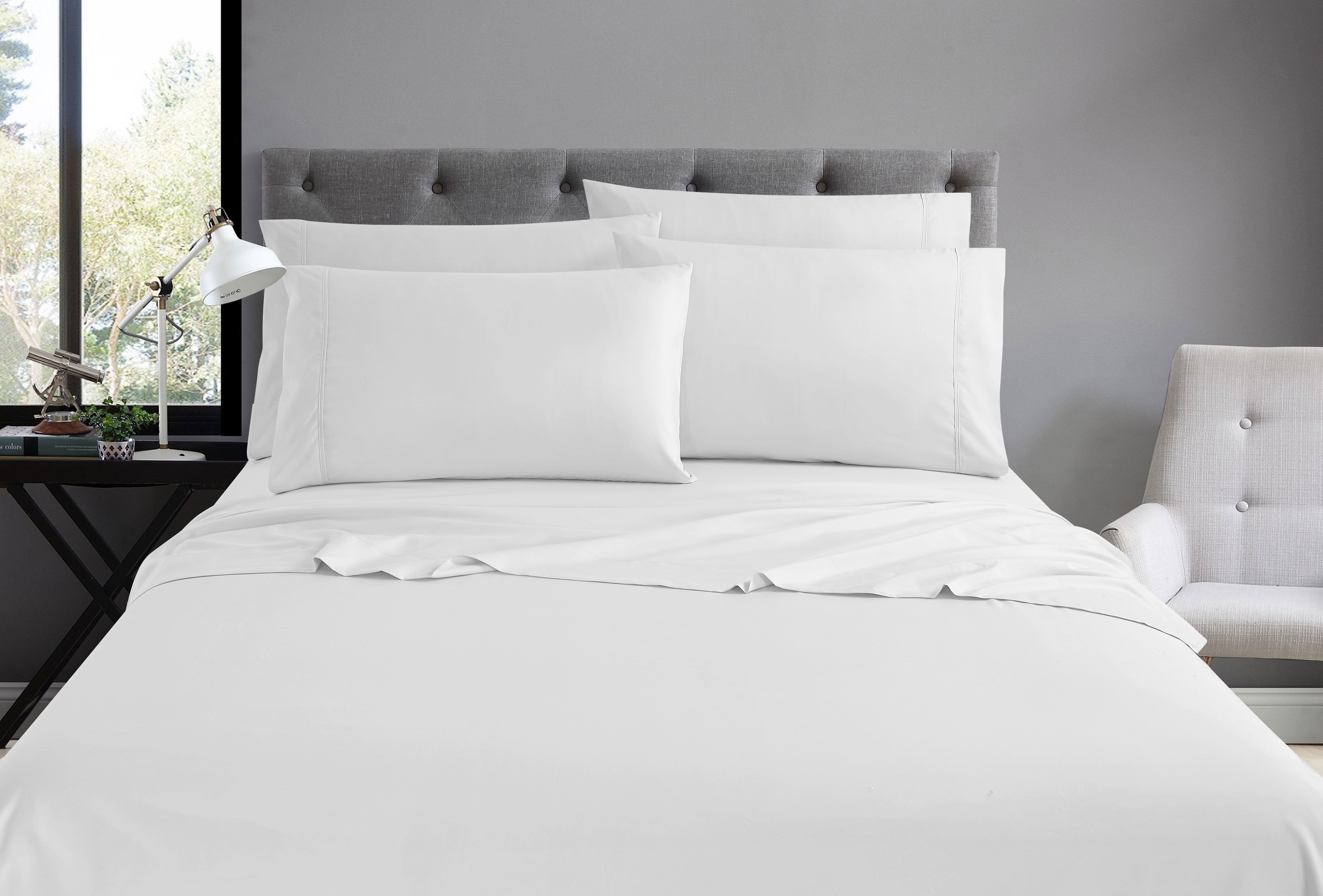 Swift Home Luxury 6-Piece Sheet Set with Extra Pillow Case, Double, White