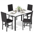 thumbnail image 4 of Stmoze Marble Dining Table Set for 4, Faux Marble Retangle Kitchen Table and Chairs Set, 5 Pieces Dining Table Set with 4 Velvet Dining Chairs, Dining Room Set for Small Space, White+Black, 4 of 8