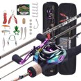 thumbnail image 1 of 1.8m-2.1m Portable Fishing Rod + Baitcasting Reel Fishing Wheel Hard Soft Lure Line Fishing Tackle Bag Set Kit Portable Fishing Set for Travel Fishing, 1 of 7