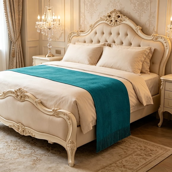 Bed Runner Bed Scarf 24X83 Inches, Decorative Throw For 1.5M Beds, Bedroom Hotel Bed Decoration Scarf, Soft Fabric Bed Runner 24X83 Inches