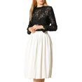 thumbnail image 2 of INSPIRE CHIC Women's Crochet Lace See Through Floral Ruffle Neck Blouse Black M, 2 of 7