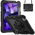 thumbnail image 2 of XYX For iPad Air 5th/4th Generation 10.9 inch 2022/2020 Case, 360 Rotating Shockproof Cover with Stand, Screen Protector, Shoulder Strap, Black, 2 of 7