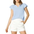 thumbnail image 1 of INSPIRE CHIC Women's Solid V Neck Cap Short Sleeves Work Blouse, 1 of 6
