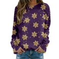 thumbnail image 1 of Bmisegm T-Shirt à Manches Longues pour Femmes, Imprimé, Décontracté, Violet S, 1 of 5