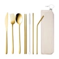 thumbnail image 2 of Ensemble Portable de Baguettes Cuillère Couteau Fourchette et Paille Ensemble de Couverts en Acier Inoxydable 7 Pcs avec Étui de Rangement Ensemble de Couverts Portable pour Camping en Plein Air, 2 of 6