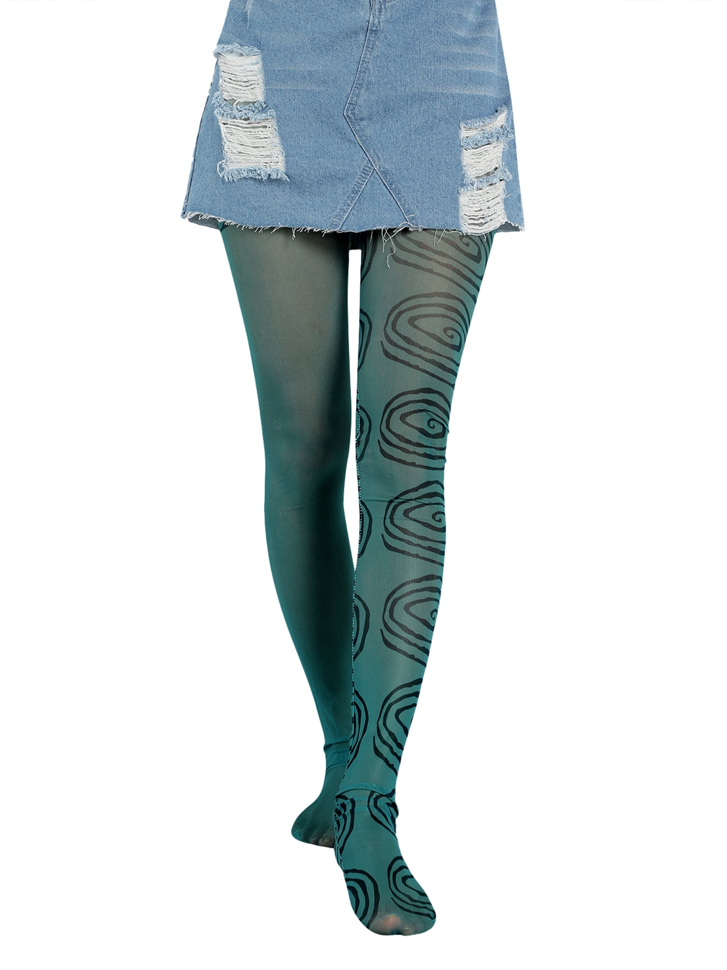 Gupgi Collants Transparents Imprimés pour Femme Y2k E-Girl Collants Anti-Étourdissements
