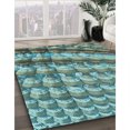thumbnail image 3 of Ahgly Company Tapis d'Intérieur Rectangulaire Transitionnel Vert Turquoise Moyen, Lavable à la Machine, 5 Pieds x 8 Pieds, 3 of 7