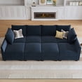 thumbnail image 1 of HONBAY Velvet Oversized Sleeper Sofa Bed with Storage and Reversible Chaises for Living Room and Apartment, Navy Blue, 1 of 7