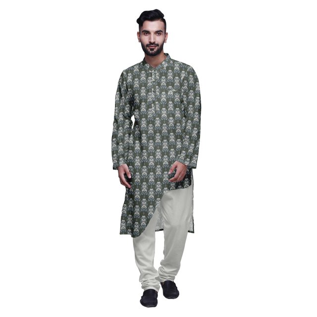 Atasi Ensemble Kurta de Designer pour Garçons Kurta Longue Imprimée Pyjama Vêtements d'Été