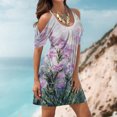 thumbnail image 1 of Robes d'Été Grande Taille pour Femmes 2024 à Imprimé, Manches Courtes, Épaules Dénudées, Col Rond, Économisez jusqu'à 65 % de Rabais!, 1 of 5