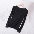 thumbnail image 2 of Besolor T-Shirts de Pyjama pour Femmes Grande Taille à Col Rond à Manches Longues Chemise de Nuit Fine Décontractée Confortable T-Shirts de Couleur Unie Vêtements de Nuit, 2 of 7