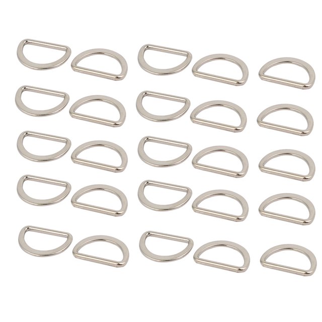 Unique Bargains 20mm Inner Width Zinc Alloy Flat Typed D Welded Ring Silver Tone 25pcs