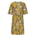 thumbnail image 4 of RKSTN Robe d'Été Décontractée pour Femmes Col Rond Manches Mi-Longues Robe de Plage Imprimé Floral Tunique à Volants, 4 of 8