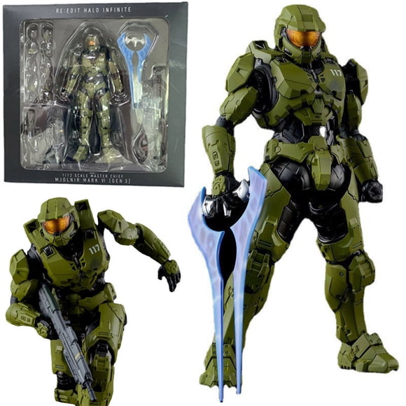 Halo Infinite Master Chief 1/12 Scale Action Figure (7-inch/18cm), Fully Articulated Spartan with Mjolnir Mark VI Armor, Energy Sword and Assault Rifle Accessories, Collectible Video Game Toy