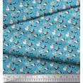 thumbnail image 3 of Soimoi Blue polyester Crepe Fabric Snowman & Penguin Cartoon Decor Fabric Printed Yard 42 Inch Wide, 3 of 3