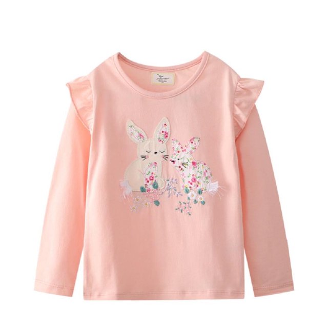 MesaSe Kid Girl Ruffle T- Shirt Cotton Sweatshirt Embroidered Soft Comfortable Toddler Spring Tops