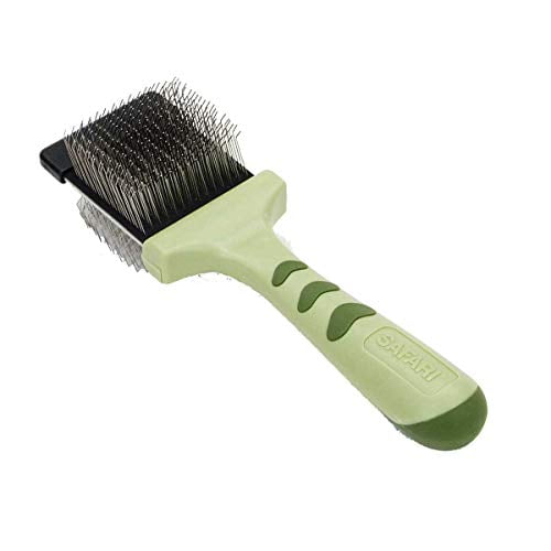 MPP Dog Grooming Tools Green Flexible Slicker Brush Double Sided Undercoat Shedding (Small)