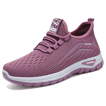 Commforr Chaussures Orthopédiques pour Femmes, Espadrilles Décontractées pour Femmes, Espadrilles en Maille Respirante pour Femmes à Enfiler, Chaussures de Marche, Soutien Orthopédique, Course Athlétique, Confort Décontracté, Violet, 7