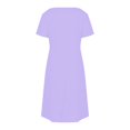 thumbnail image 4 of Liquidation d'Été 2025! Robe Grande Taille pour Femmes, Liquidation de Robe d'Été pour Femmes, Mode Féminine d'Été Couleur Unie Manches Courtes Col en V Robe Décontractée, 4 of 4