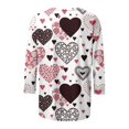 thumbnail image 4 of Chandails de la Saint-Valentin pour Femmes, Coupe Ample, Imprimé de Cœur, Chandails à Col Rond, Décontracté Chic, Tunique à Manches 3/4, Haut Ample, T-Shirt Graphique, Chandails Imprimés de Cœur pour Femmes, Manches 3/4, Col Rond, T-Shirts Graphiques, Hauts de Fête, 4 of 5