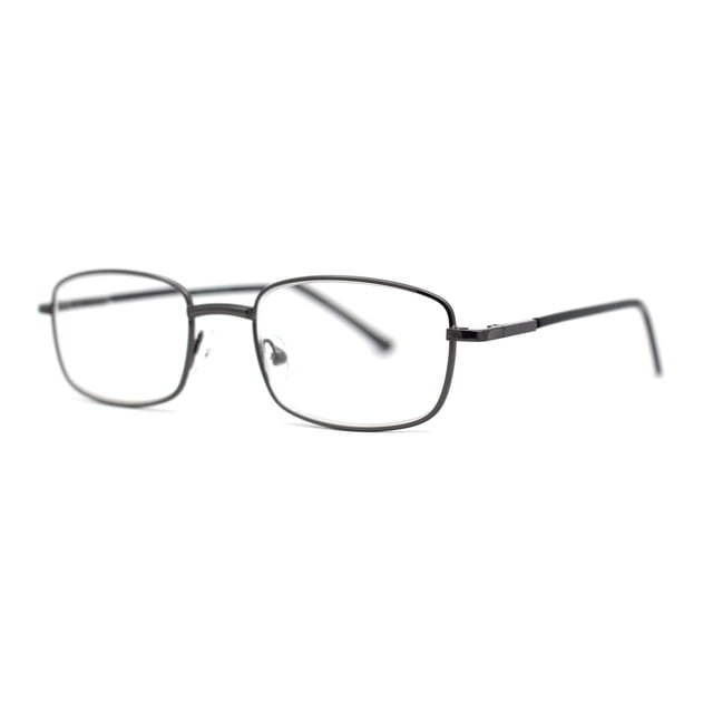 Classic Iconic Dad Fashion Narrow Rectangle Snug Reading Glasses Gunmetal +1.75