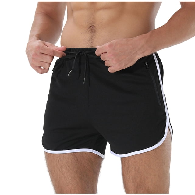 ohmzyzo Men's Running Shorts 3 Inch Quick Dry Gym Athletic Jogging Shorts with Zipper Pockets