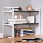 Amzcrzy Shoe Rack, Shoe Rack for Entryway, Shoe Organizer, Double-Tier Desktop Storage Shelf Student Desk Organizer Office Computer Desk Tiered Cabinet Wooden Double Tier Desktop Bookshelf