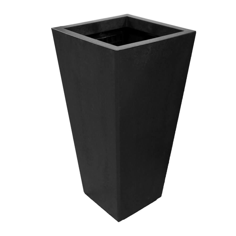 Tierra Verde 18in W x 36in H Sonata Classic Self-Watering Tapered X-Large Square Indoor/Outdoor Planter-Black