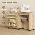 thumbnail image 4 of HOMCOM Folding Sewing Table, Rolling Craft Table with Storage, Natural, 4 of 10