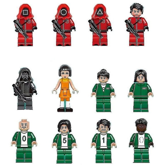 12pcs Squid Game Characters Restore The Scene Miniature Small Building Blocks-Vinsniv