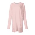thumbnail image 4 of AherBiu Hauts pour Femmes Tendance à Manches Longues Chemises Fluides d'Automne Coupe Ample Col Ras du Cou Chandail avec Poches, 4 of 4