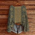 thumbnail image 2 of WTXUE Chandail Fair Isle pour Femmes Impression Artistique Vintage Fair Isle Chandail Rétro Chemisiers Légers Hauts Boho Tricot Rétro Automne Décontracté Ample Col Rond Manches Longues Chandail Surdimensionné Hauts Vert Noirâtre S, 2 of 4