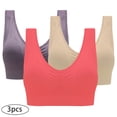 thumbnail image 2 of AherBiu 3pc Plus Size Sports Bras for Women High Support Wireless Workout Bras Full Coverage Push up Yoga Running Bralettes, 2 of 7