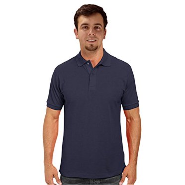 Peach Couture Polo Classique à Manches Courtes pour Hommes (Petit, Marine)