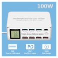 thumbnail image 2 of 100W 8 Port Smart LED Display Multi USB Charger Station PD 18W+QC3.0 Fast Charging Adapter Station ,Easy to Use, 2 of 6