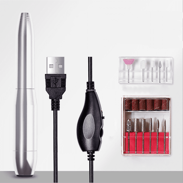MesaSe Portable Electric Acrylic Nail Drill File Buffer Machine Kit for Liquid Monomer Dip Powder Polygel Gel Polish Tips with Pedicure Brush Set 6pcs Sanding Band