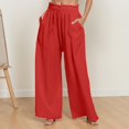 thumbnail image 2 of Womens Cargo Pants With Pockets High Waist Palazzo Comfortable Light Elegant With Pockets Drawstring Ladies Summer Pants Red S, 2 of 4