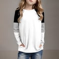 thumbnail image 2 of Posijego Girls Striped Long Sleeve Shirts Kids Round Neck Color Block Tunic Tops Spring T-Shirts Size 4-14 Years, 2 of 6