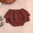 thumbnail image 2 of Dresses For Girls Linen Blended Cute Flower Triangle Culottes Solid Flower Girl Dress Coffee -, 2 of 3