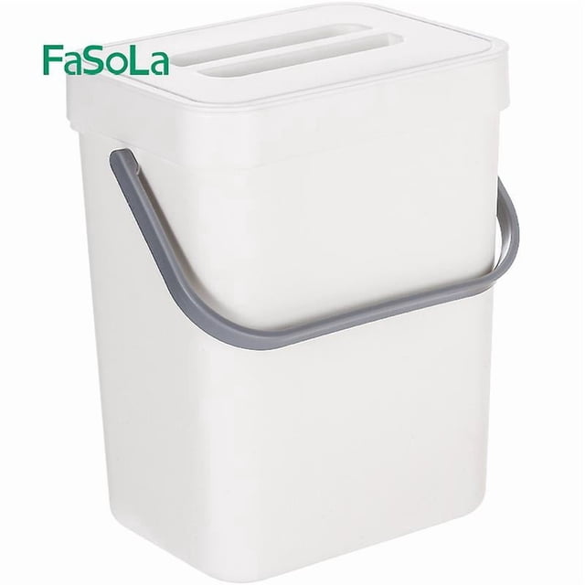 Stackable kitchen recycling bin, with handle and removable lid, easy to clean, accessories included