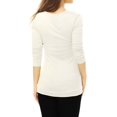 thumbnail image 3 of INSPIRE CHIC Women's Cowl Neck Long Sleeve Top Button Decor Ruched Front Regular Fit Pullover Top XS White, 3 of 5