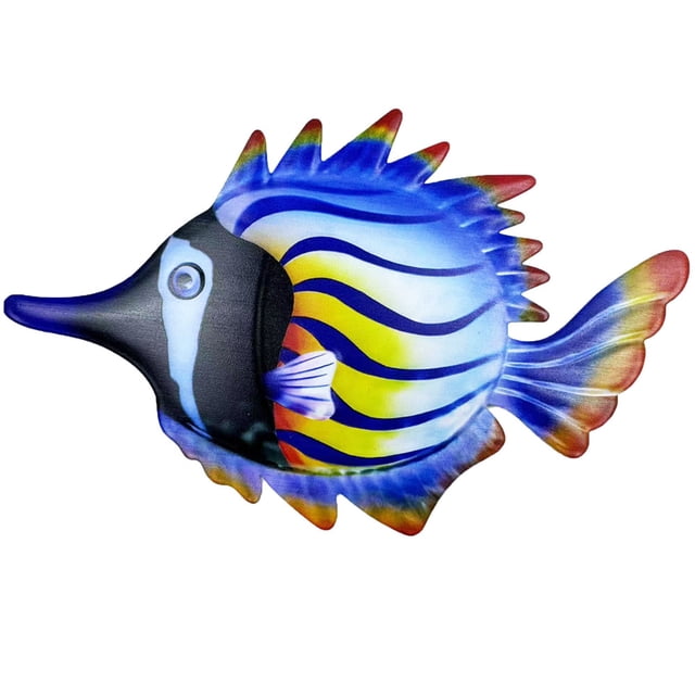 Fwttom Poisson Simulé en Fer à Longue Bouche Poisson Suspension Murale Décoration Murale en Métal Pendentif Produits en Métal