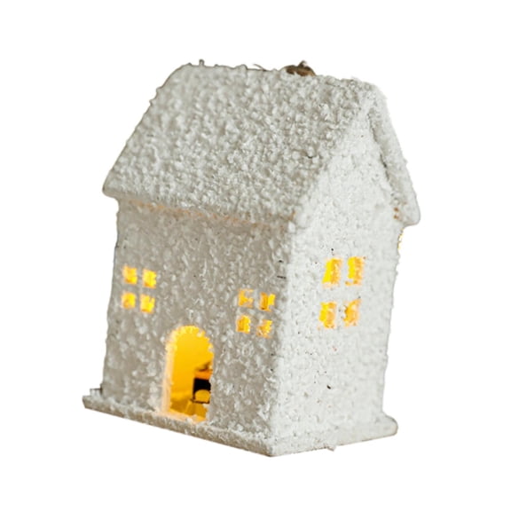 Tachiuwa Figurine de Construction de Maison de Village Enneigé de Noël pour Bureau Arbres de Noël Nouvel An B