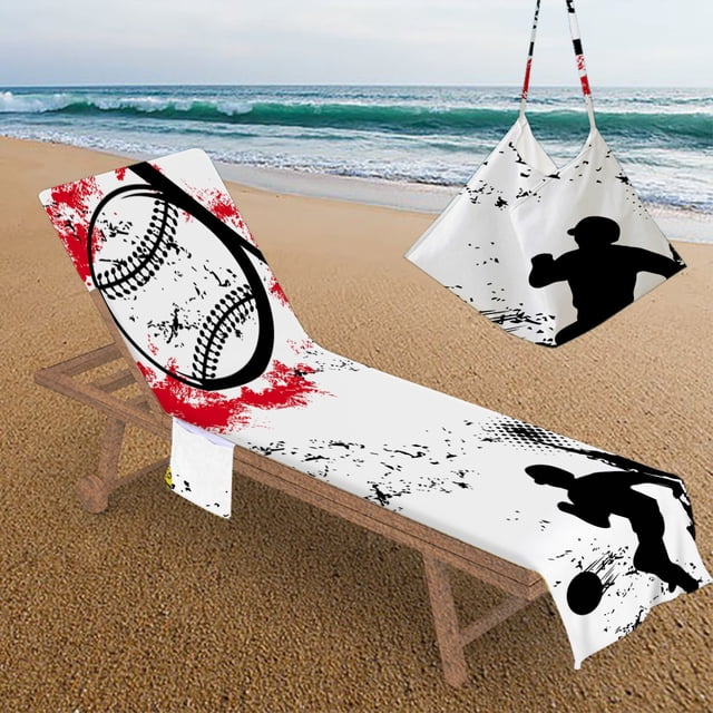 LSLJS Beach Chair Cover with Side Pockets, Microfiber Chaise Lounge Chair Towel Cover for Sun Lounger Pool Sunbathing Garden Beach Hotel, Easy To Carry Around