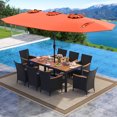thumbnail image 4 of Costway 11 PCS Patio Wicker Dining Set with Double-Sided Outdoor Umbrella 8 Stackable Chairs, 4 of 9